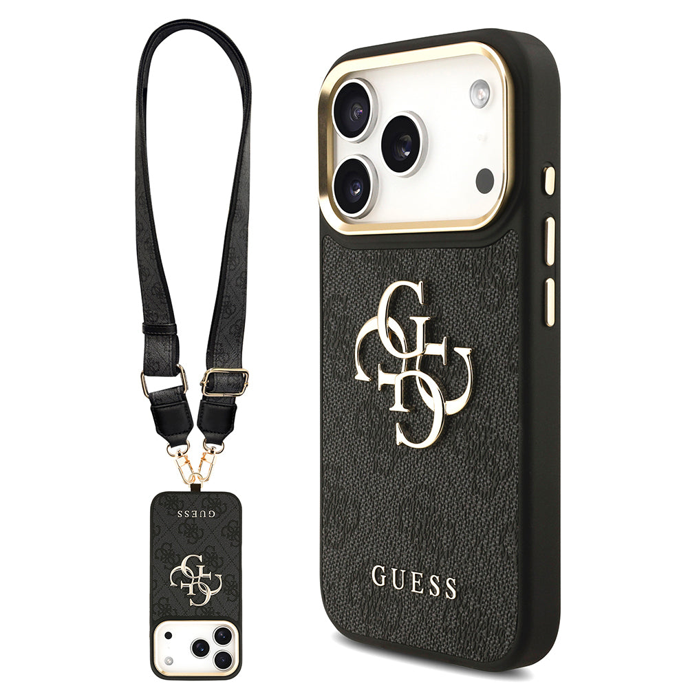 Guess iPhone 17 Pro Orjinal Lisanslı 4G Büyük Metal Logolu Kalın Askılı Kılıf Guess iPhone 17 Pro Orjinal Lisanslı 4G Büyük Metal Logolu Kalın Askılı Kılıf